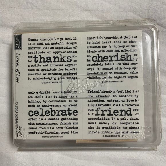 NWT Stampin Up Lexicon Love Rubber Wood Block Unmounted Background Letters Words - Picture 1 of 11